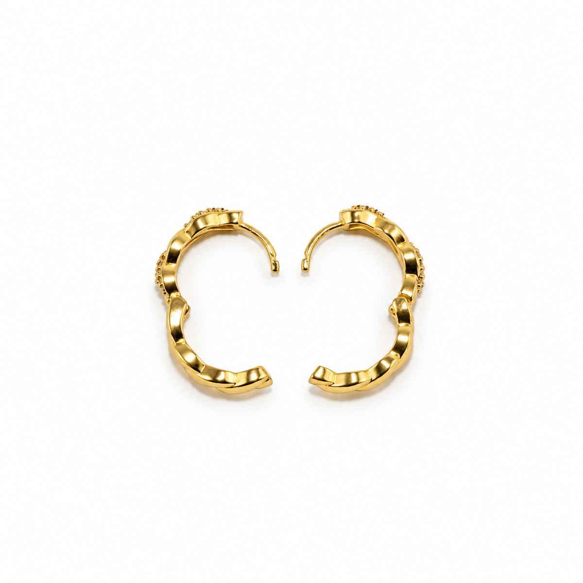 Gold-Toned Crystal Studded Twisted Chunky Hoop Earrings