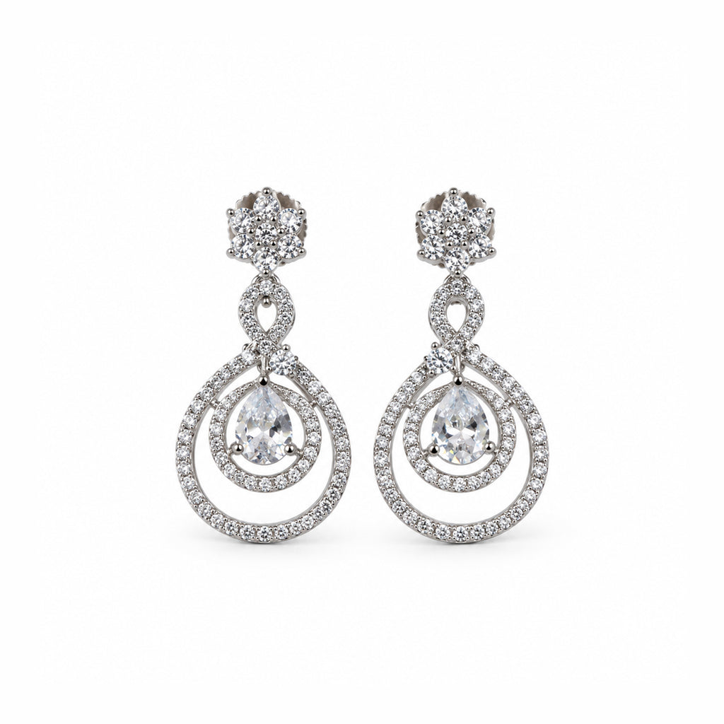 Women's Elegant Silver-Toned White Necklace Set
