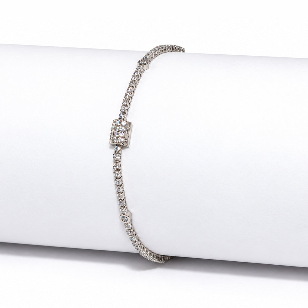 Women's Elegant Silver-Toned Crystal-Studded  Bracelet