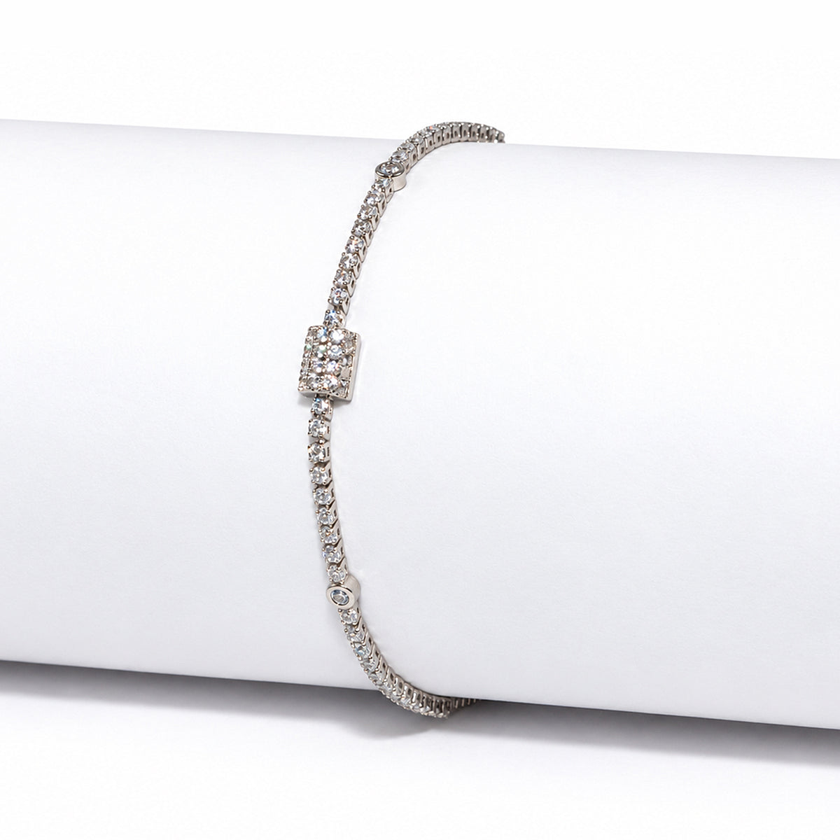 Women's Elegant Silver-Toned Crystal-Studded  Bracelet