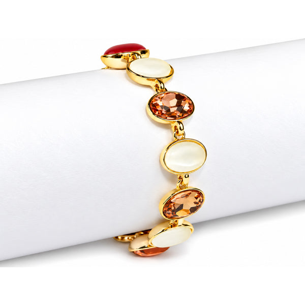 Women’s Elegant Multicolor Crystal Oval Link Bracelet