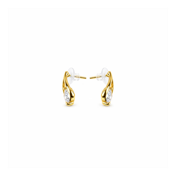 Women's Gold-Toned Teardrop Design White AD Stone Stud Earrings