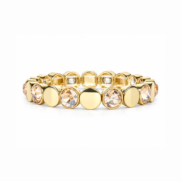 Women's Gold-Toned Champagne Crystal Stone-Studded Stretchable Bracelet