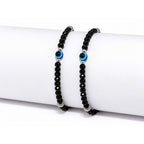 Women's Black Beaded Evil Eye Anklet
