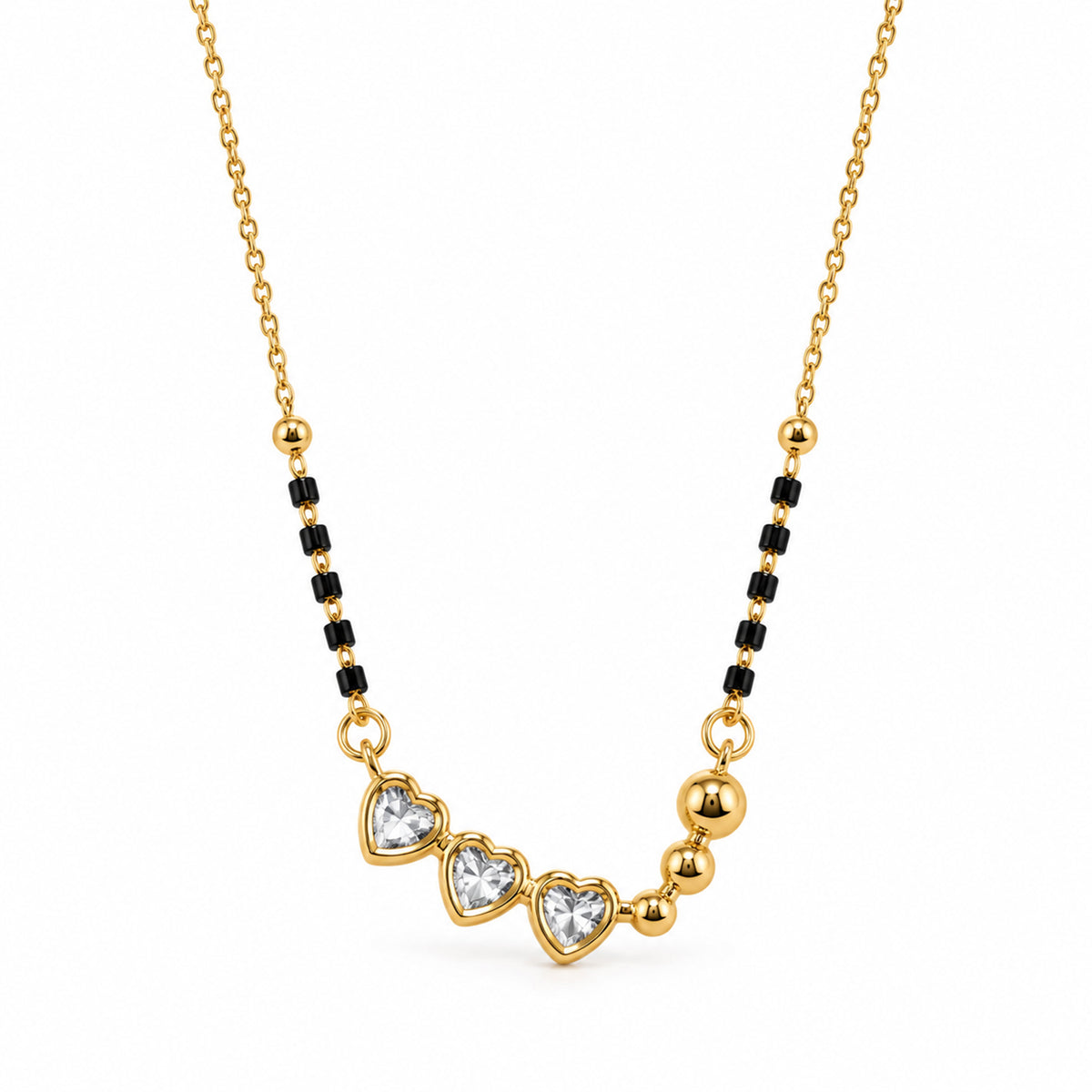 Triple Heart-Shaped AD Stone Mangalsutra