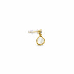 Women's Gold-Toned White Stone-Studded Mother-of-Pearl Effect Drop Earrings