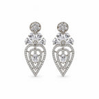 Silver-Toned American Diamond Leaf Drop Necklace