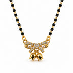 Gold-Toned Black Beaded Mangalsutra Butterfly AD