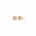 Women's Elegant Rose Gold-Toned Sparkling Solitaire Floral Cluster Stud Earrings