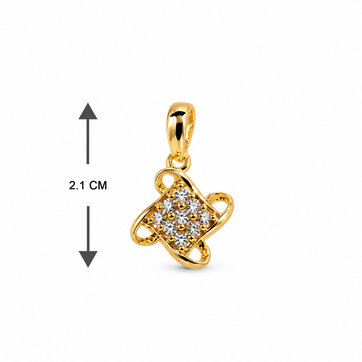 Gold-Toned Crystal Stud Earrings & Pendant Set
