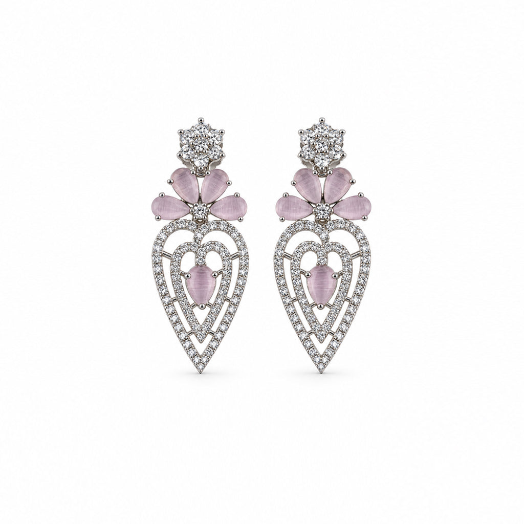 Women's Elegant Silver-Toned PinkNecklace
