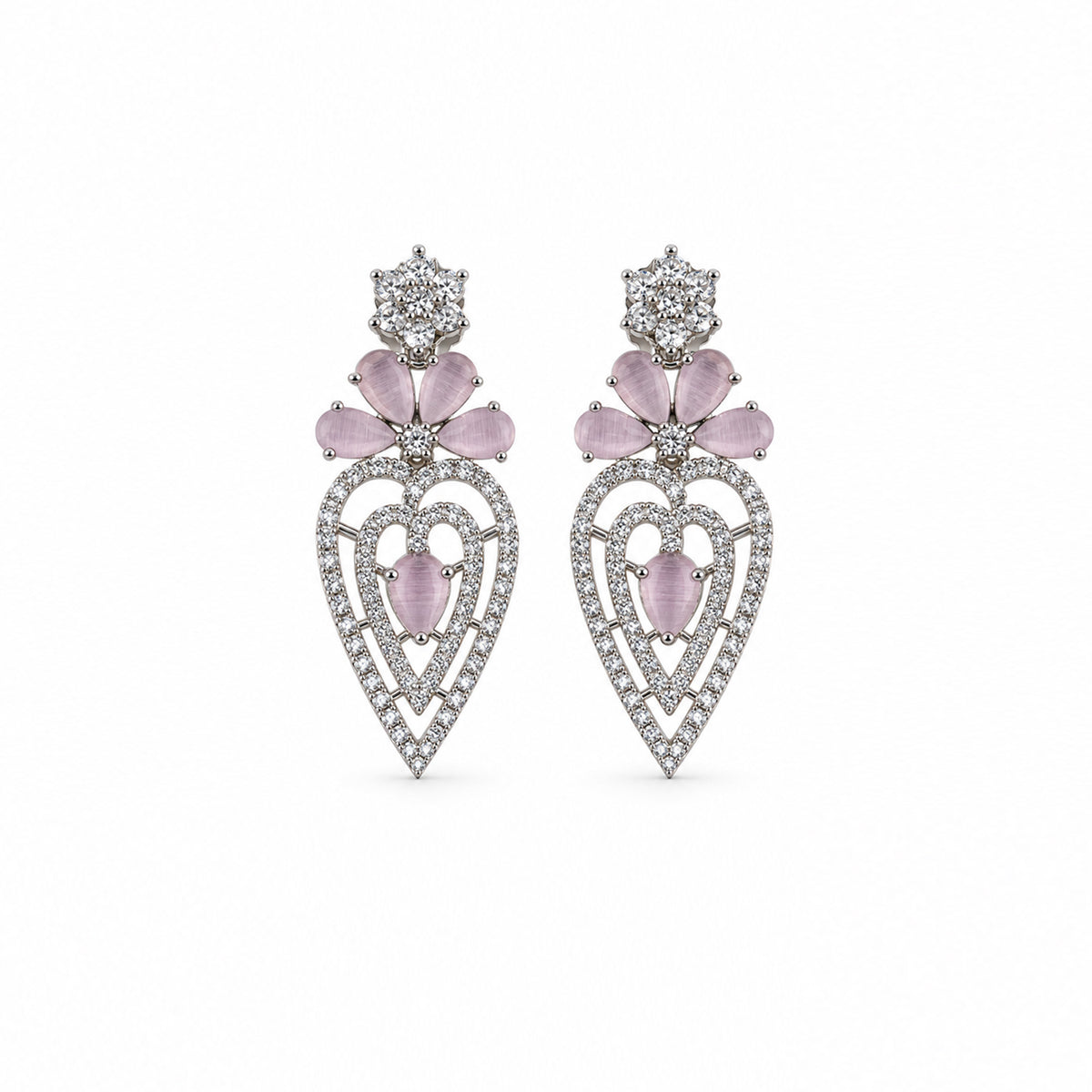 Women's Elegant Silver-Toned PinkNecklace