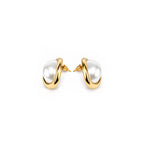 Women's Gold-Toned Oval White Pearl-Effect Statement Stud Earrings