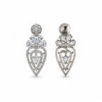Silver-Toned American Diamond Leaf Drop Necklace