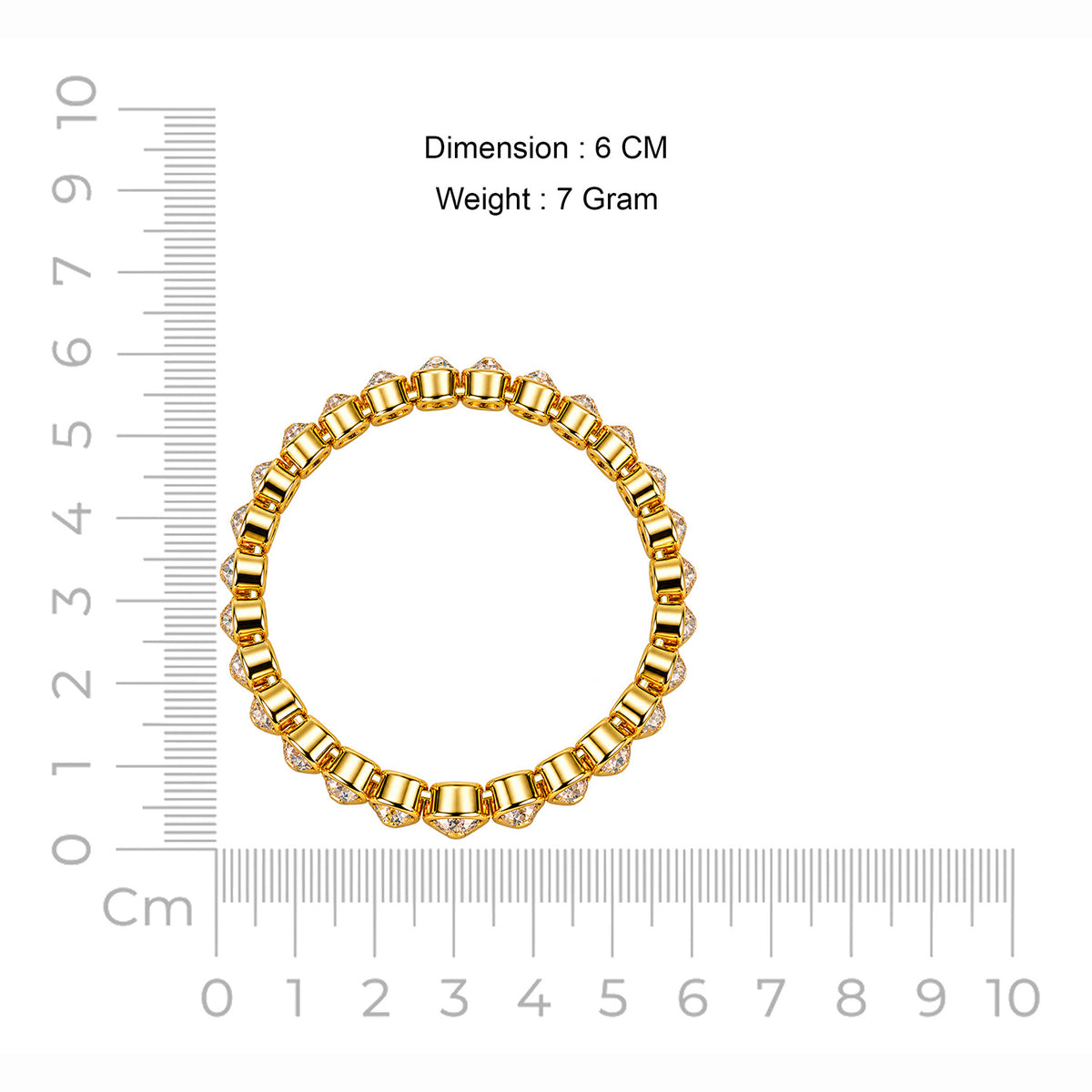 Women's Gold-Toned White Crystal Stone-Studded Stretchable Tennis Bracelet