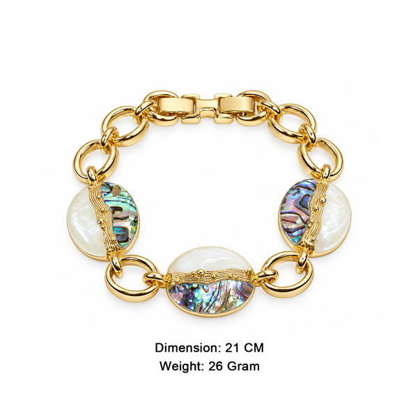 Women’s Gold-Toned Abalone Shell Statement Link Bracelet