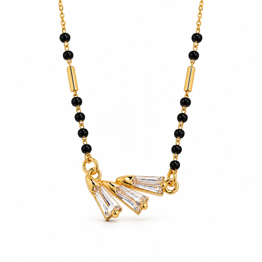 Gold-Toned Black Beaded Mangalsutra