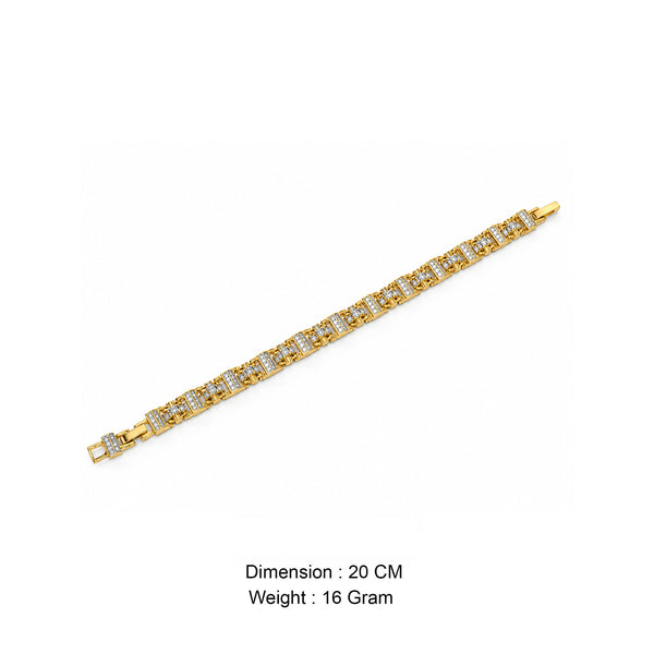 Men’s Gold-Toned Crystal Studded Link Bracelet