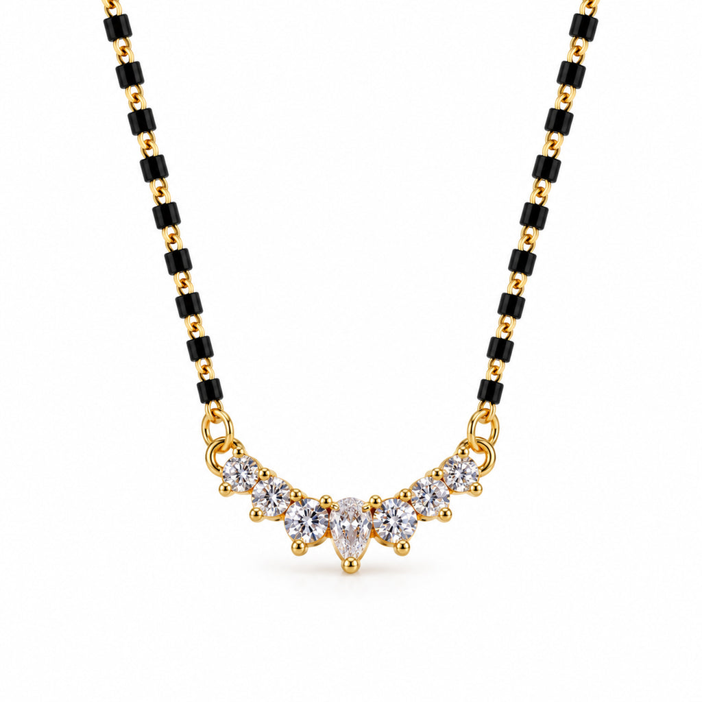 Gold-Toned Black Beaded Mangalsutra