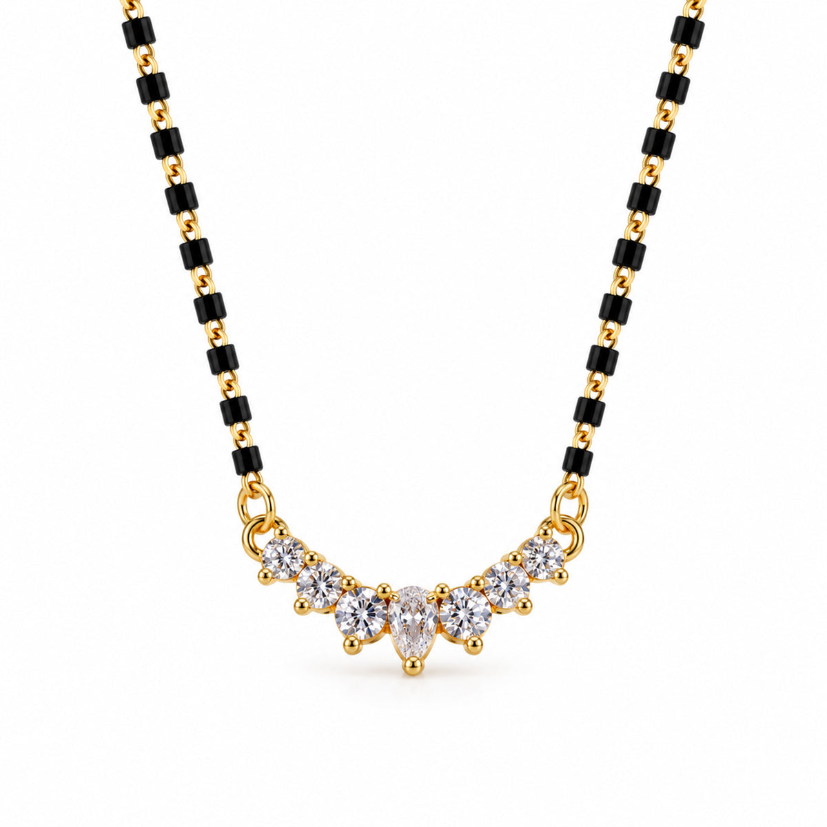 Gold-Toned Black Beaded Mangalsutra
