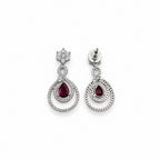 Women's Elegant Silver-Toned Red & Green Stone-Necklace
