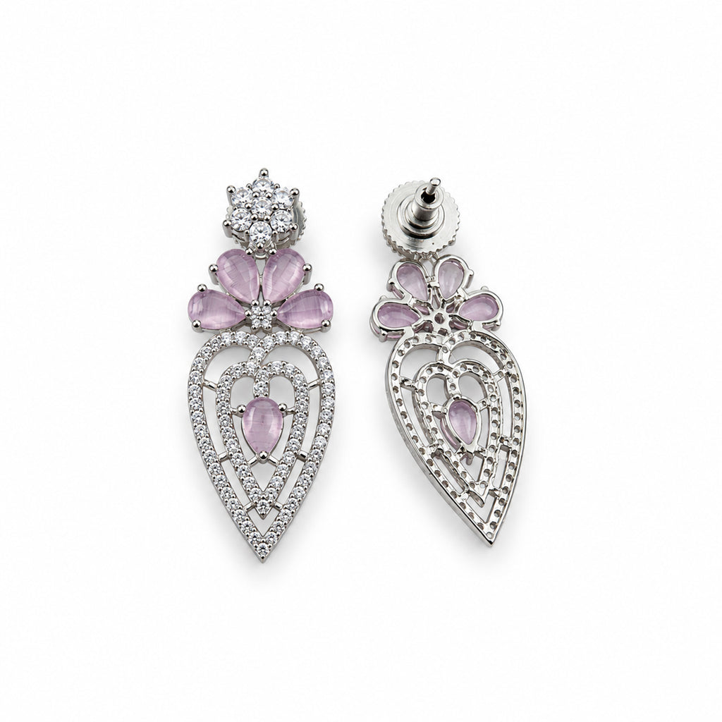 Women's Elegant Silver-Toned PinkNecklace