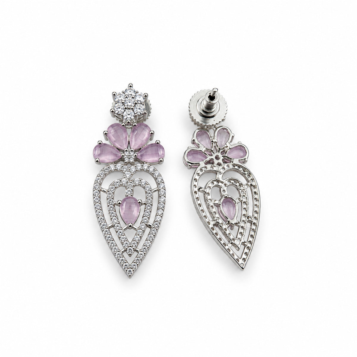 Women's Elegant Silver-Toned PinkNecklace