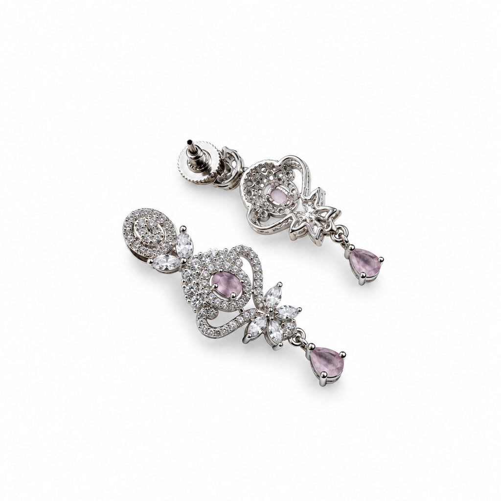Women's Elegant Silver-Toned Pink  Necklace