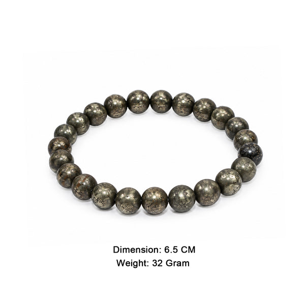 Natural Pyrite Stone Beaded Bracelet.