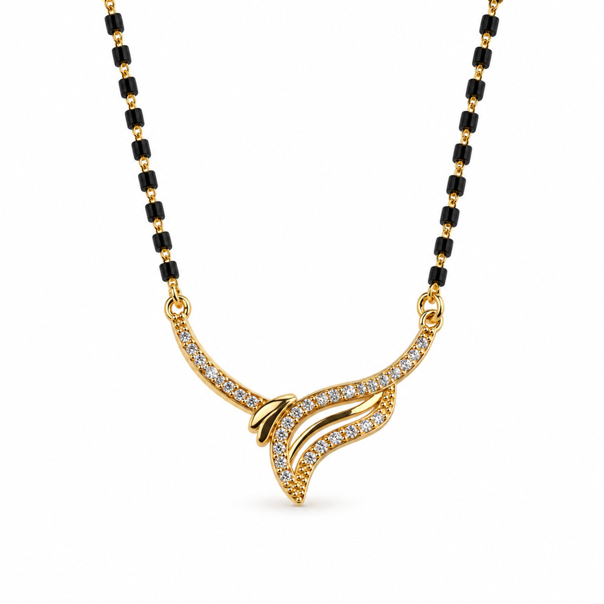Gold-Toned Black Beaded Mangalsutra