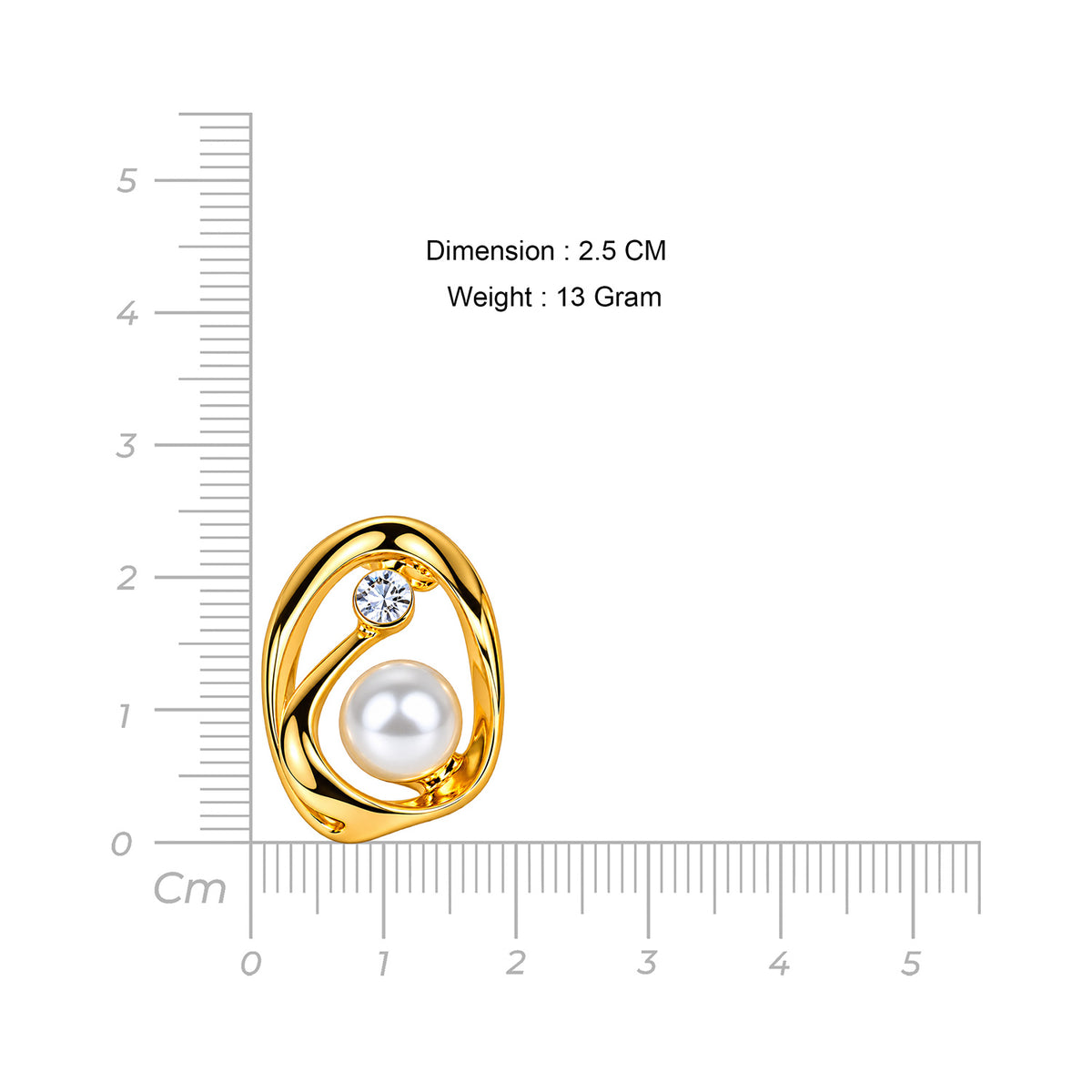 Women's Gold-Plated Pearl & Crystal Studded Abstract Oval Earrings