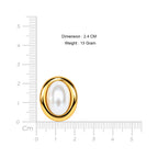 Women's Gold-Toned Oval White Pearl-Effect Statement Stud Earrings