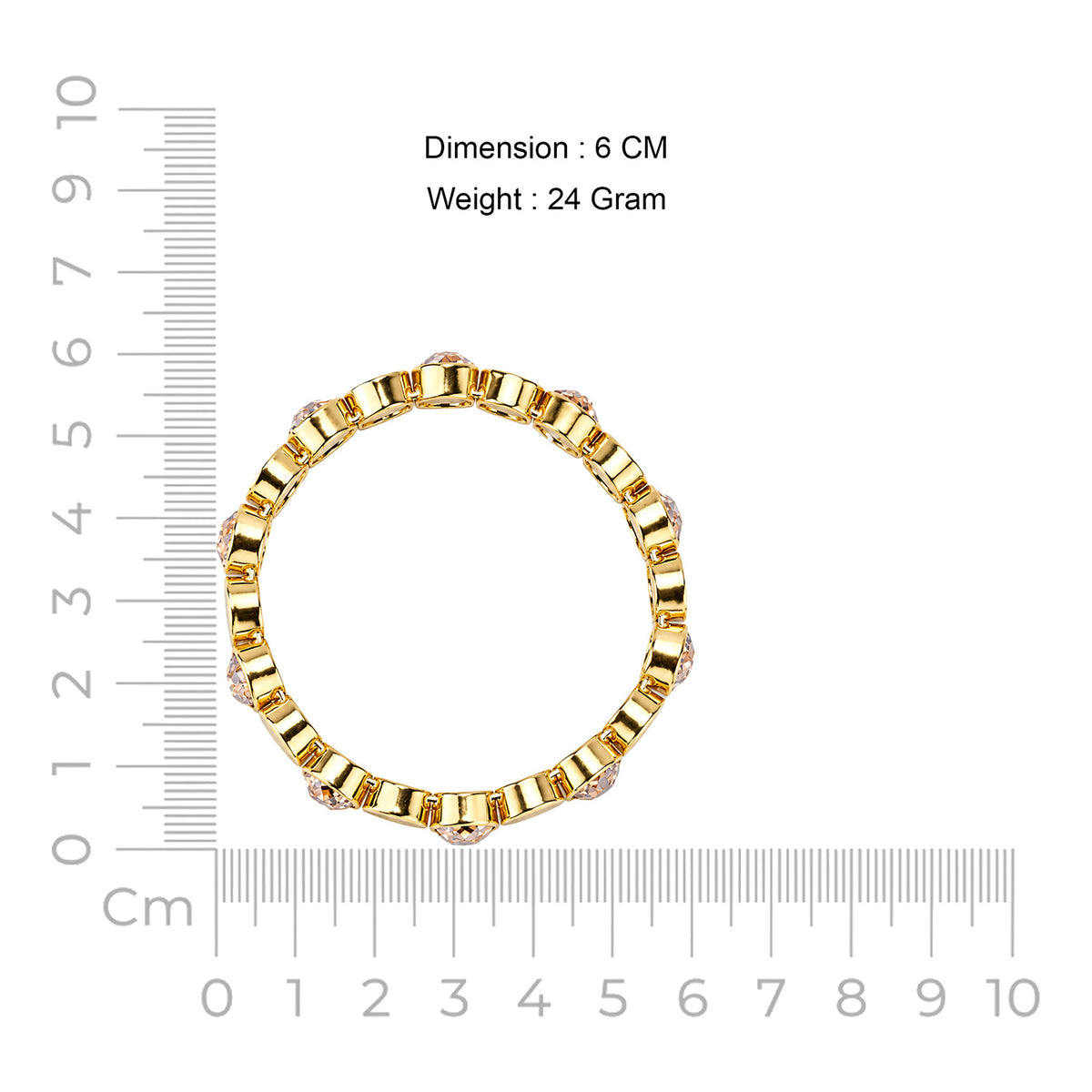 Women's Gold-Toned Champagne Crystal Stone-Studded Stretchable Bracelet