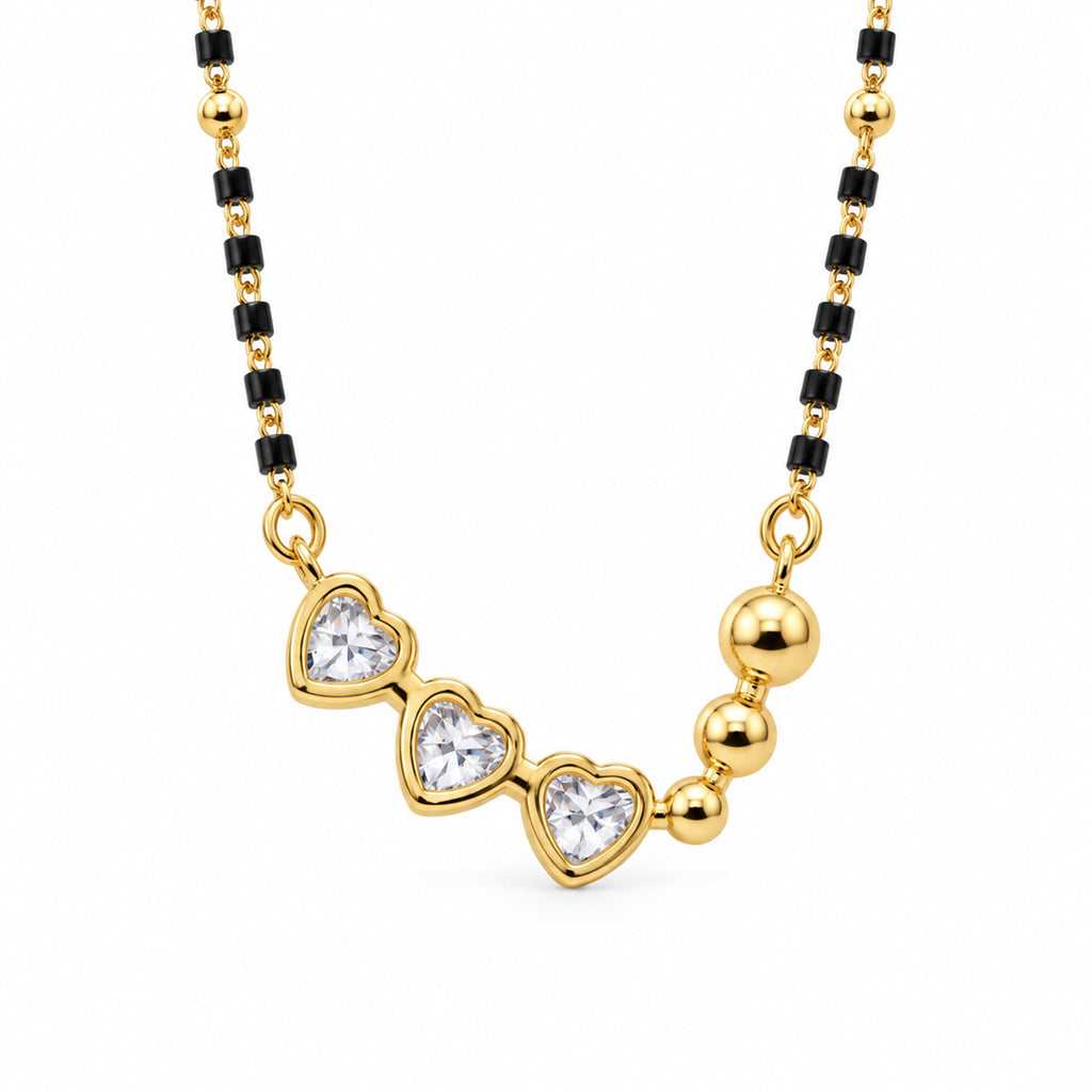 Triple Heart-Shaped AD Stone Mangalsutra