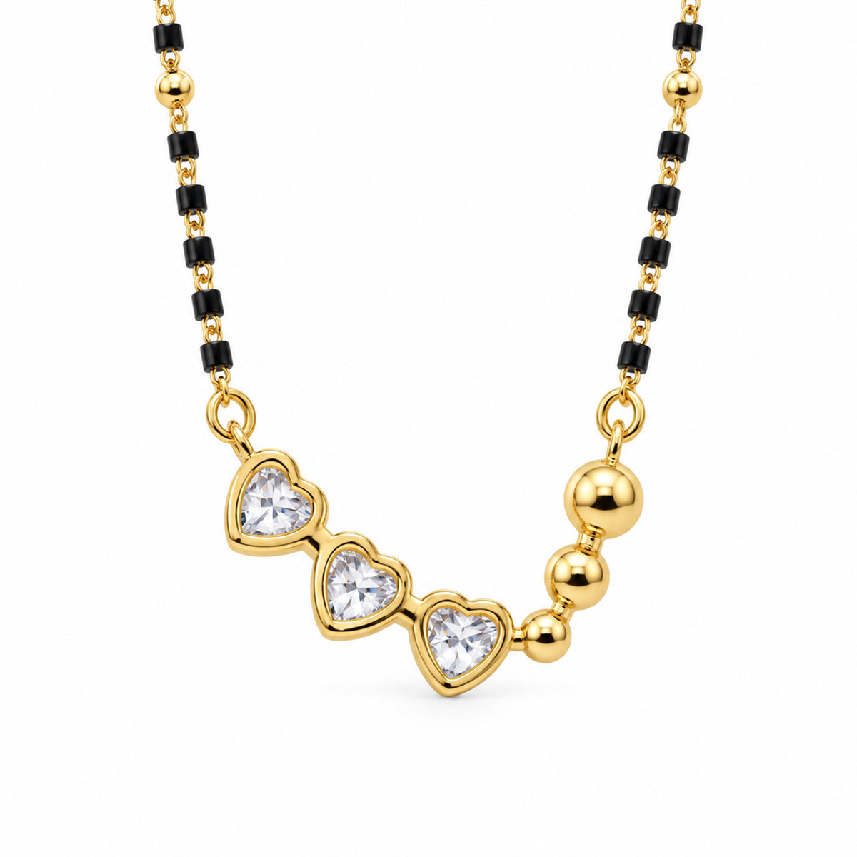 Triple Heart-Shaped AD Stone Mangalsutra