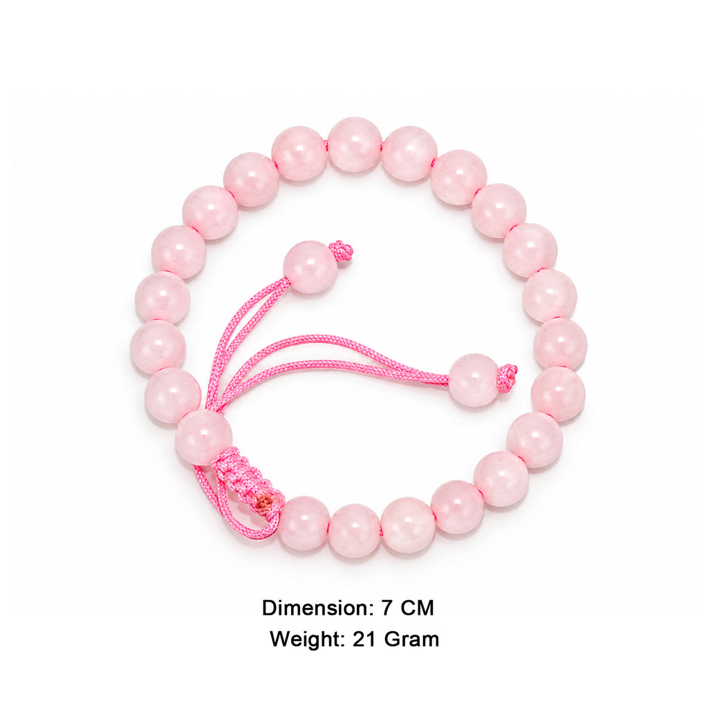 Natural Rose Quartz Crystal Beaded Bracelet for Men & Women
