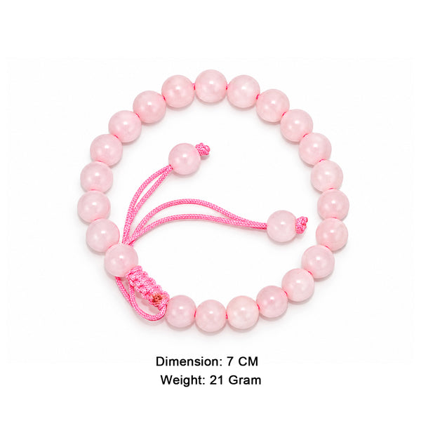 Natural Rose Quartz Crystal Beaded Bracelet for Men & Women