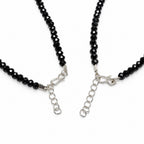 Women's Black Beaded Anklet Set with Silver-Tone Accents