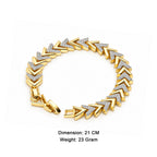 Men’s Gold-Toned CZ Studded Chevron Link Bracelet