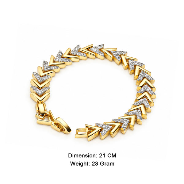 Men’s Gold-Toned CZ Studded Chevron Link Bracelet