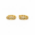 Gold-Toned Crystal Studded Geometric Huggie Hoop Earrings