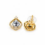 Gold-Toned White Stone-Studded Pendant Necklace