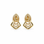 Gold-Toned Geometric Crystal-Studded Pendant & Earrings Set