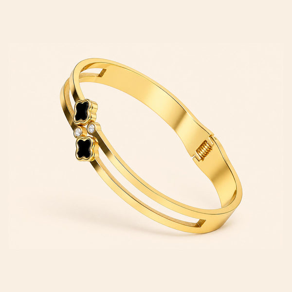 Gold Clover Open Cuff Bracelet for Women