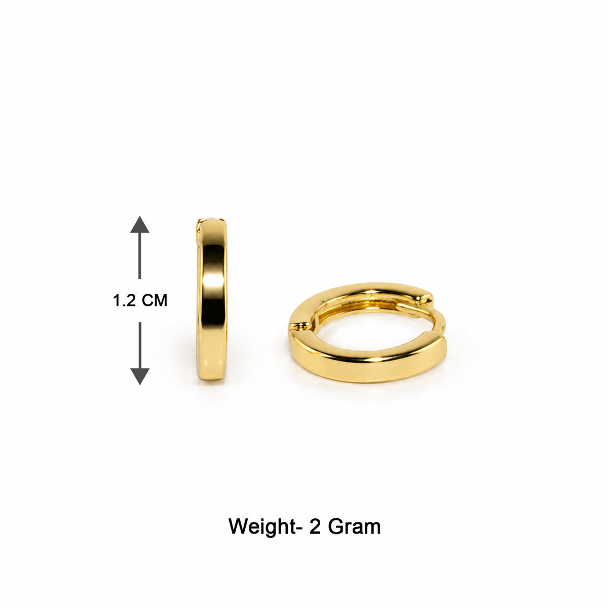 Gold-Toned Classic Plain Huggie Hoop Earrings