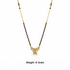 Gold-Toned Black Beaded Mangalsutra Butterfly AD
