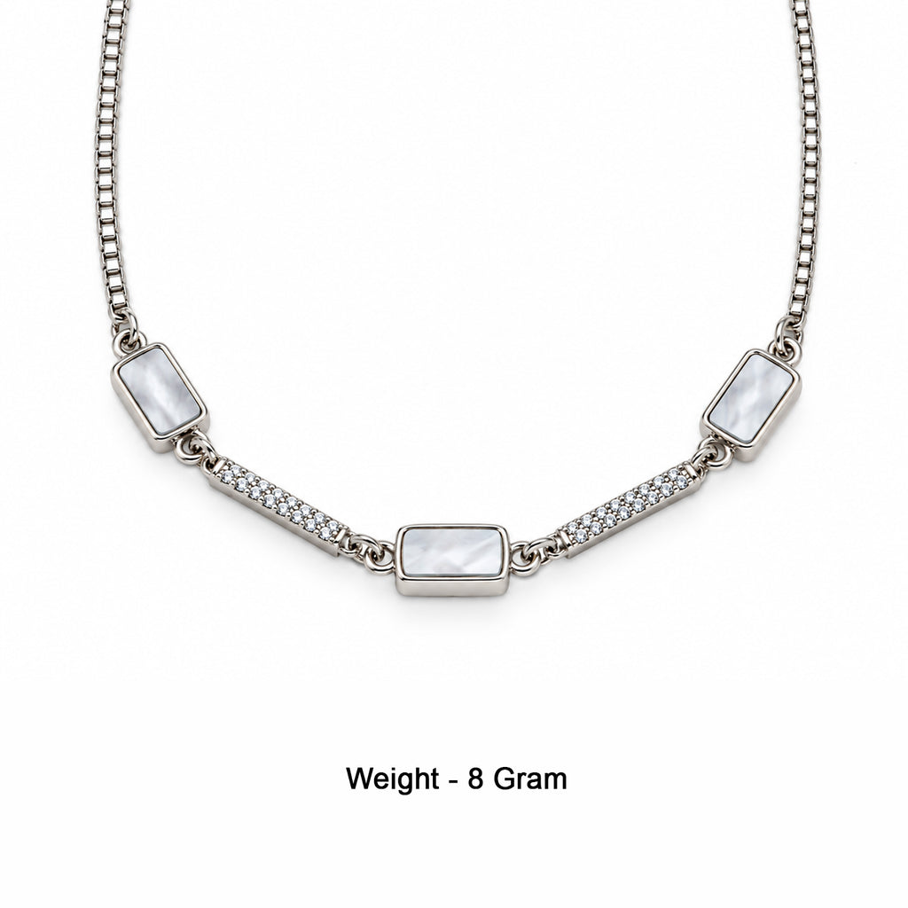 Women's Elegant Silver-Toned Rectangular Bracelet