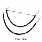Women's Black Beaded Anklet Set with Silver-Tone Accents