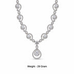 Women's Elegant Silver-Toned White Necklace Set