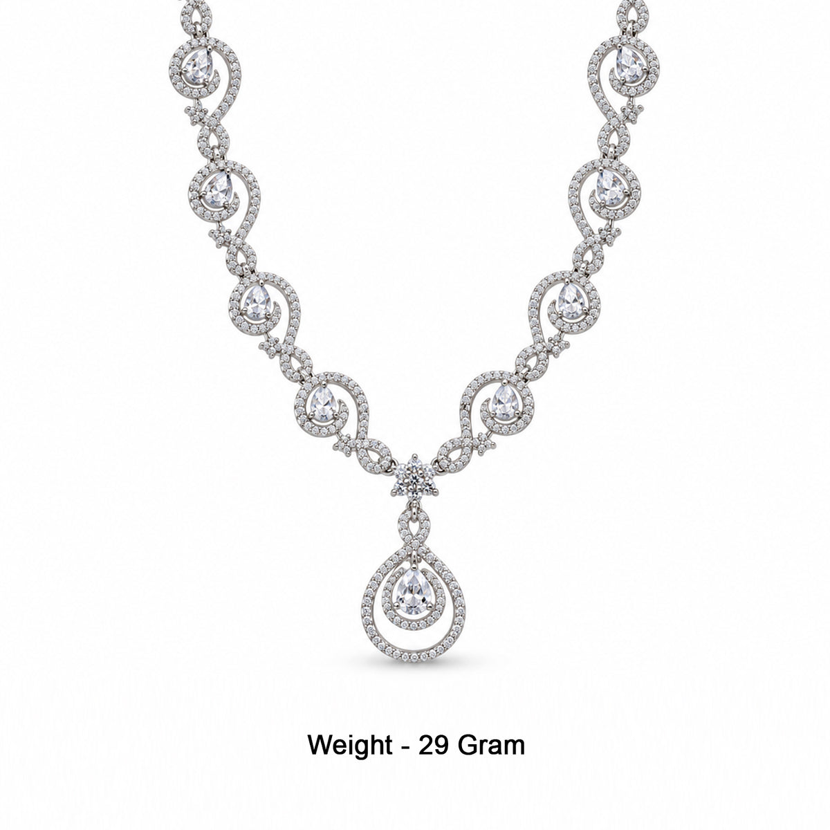Women's Elegant Silver-Toned White Necklace Set